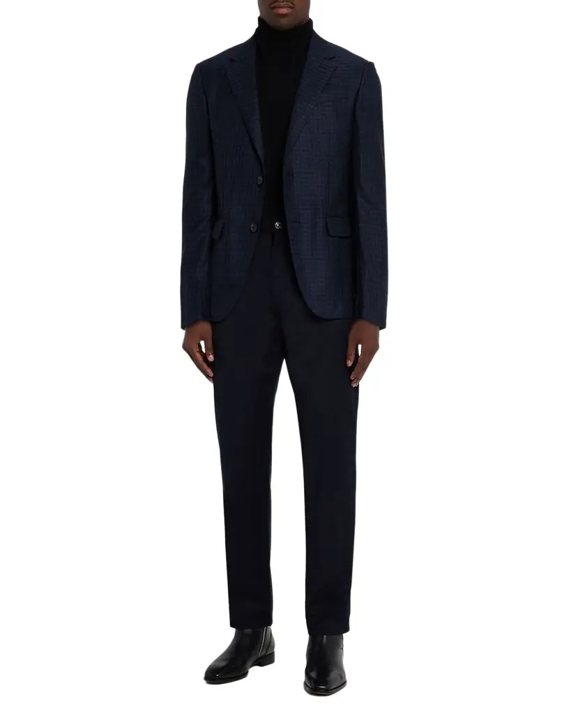 ZEGNA Men's Cashmere and Silk Tonal Check Sport Coat