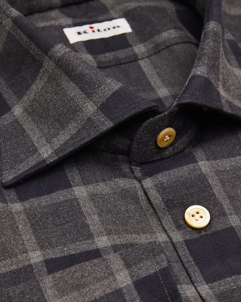 Kiton Men's Cotton Windowpane Check Button-Down Shirt