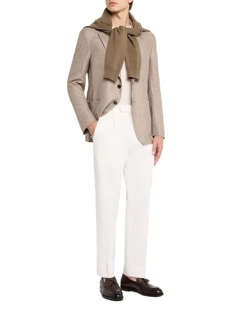 ZEGNA Men's Silk and Cashmere Houndstooth Notch-Lapel Sport Coat