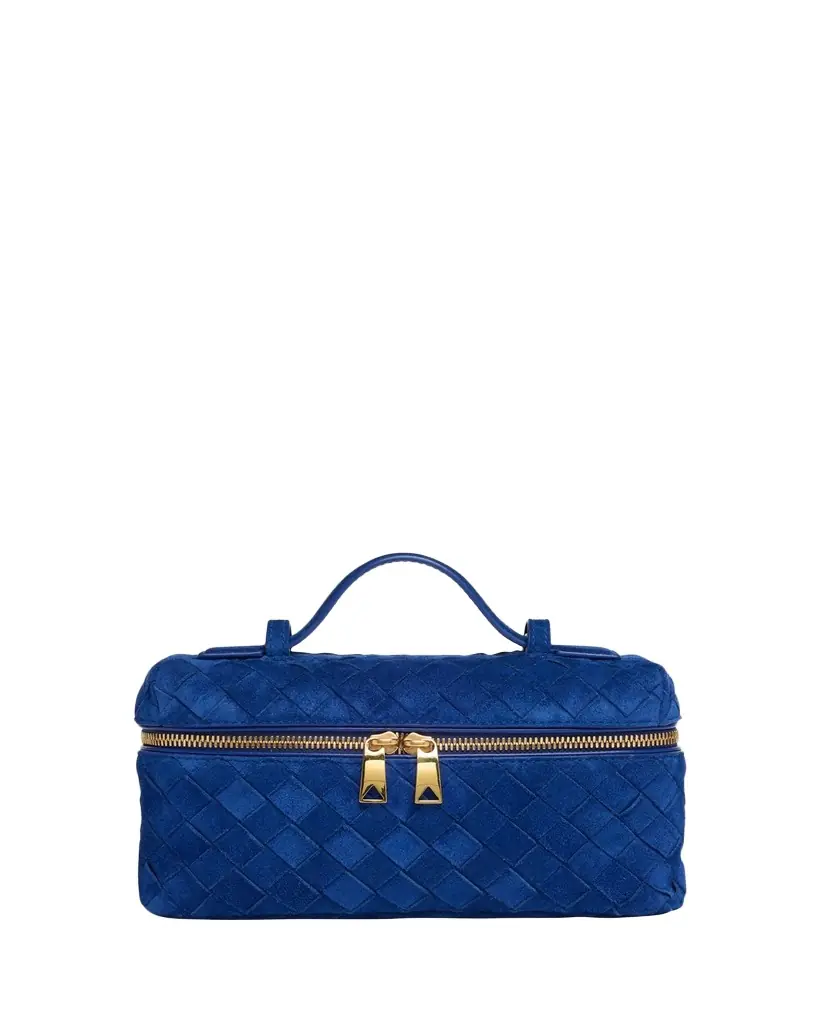 Bottega Veneta Bang Bang Vanity Intrecciato Suede Top-Handle Bag