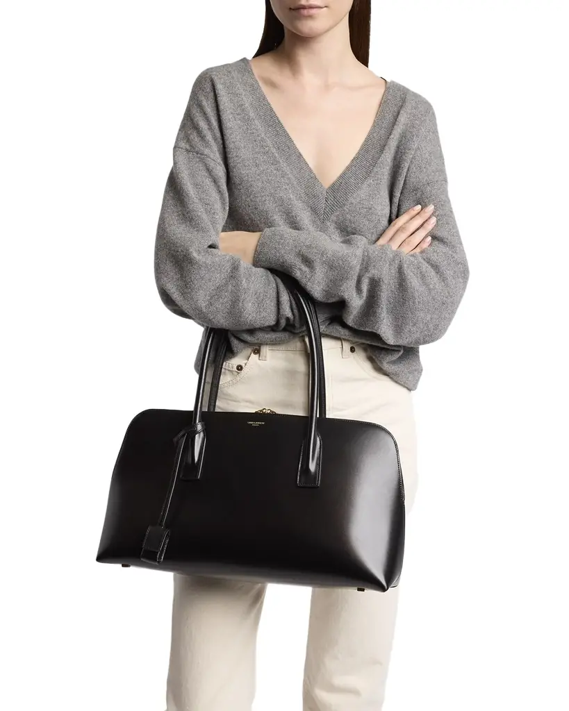 Saint Laurent Sac de Jour Large Bowling Top-Handle Bag in Leather