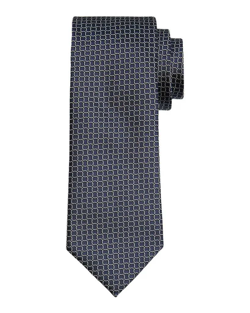 ZEGNA Men's Geometric Net Silk Tie
