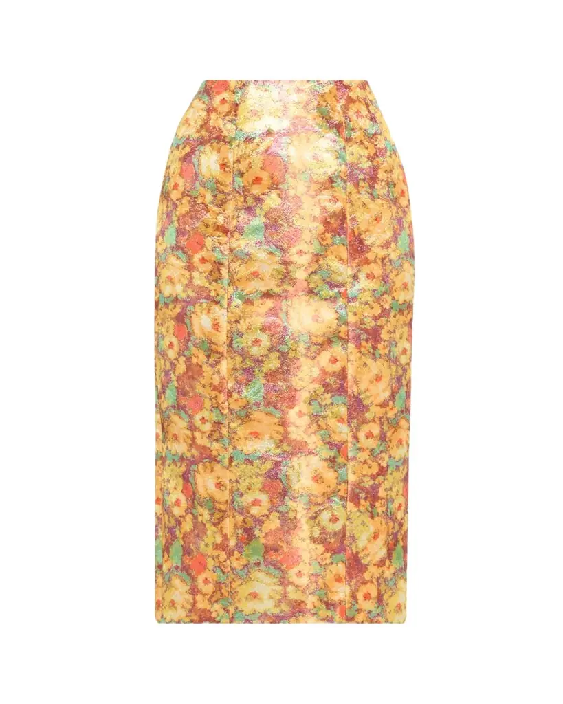 Markarian Tammy Metallic Floral Jacquard Midi Skirt
