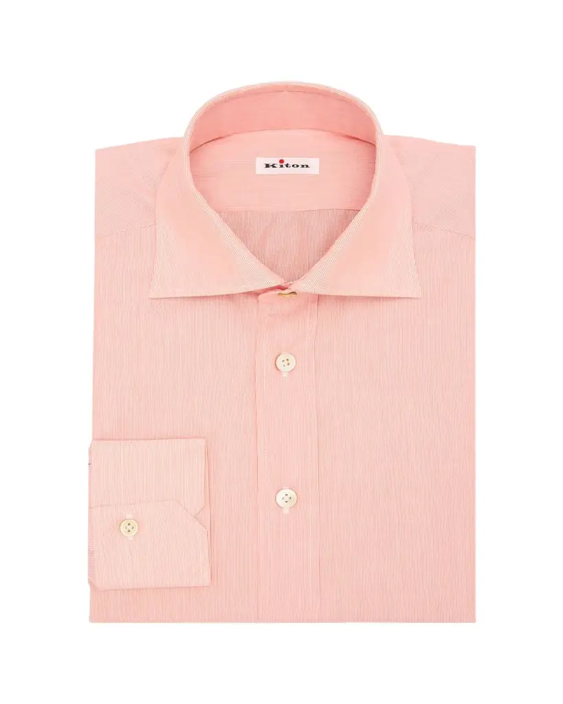 Kiton Men's Cotton Fineline Stripe Dress Shirt