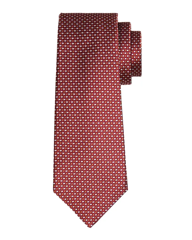 Kiton Men's Silk Woven Ovals Seven-Fold Tie