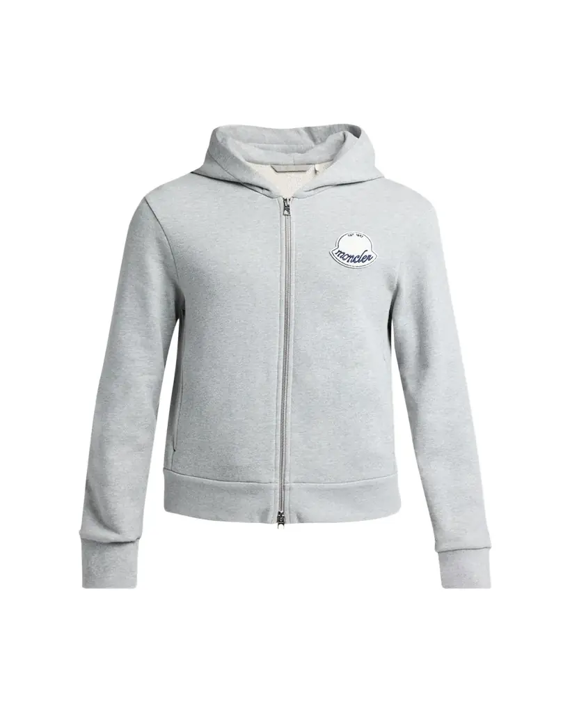 Moncler Men's Chenille-Logo Full-Zip Hoodie