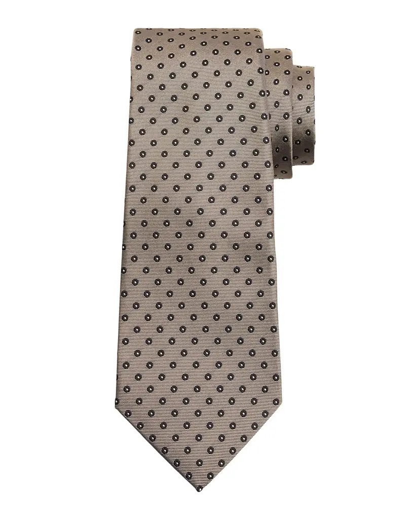 Kiton Men's Silk Polka Dot Jacquard Seven-Fold Tie