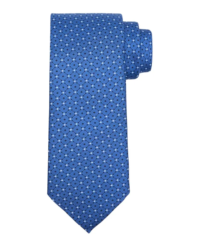 ZEGNA Men's Diamond-Print Silk Tie