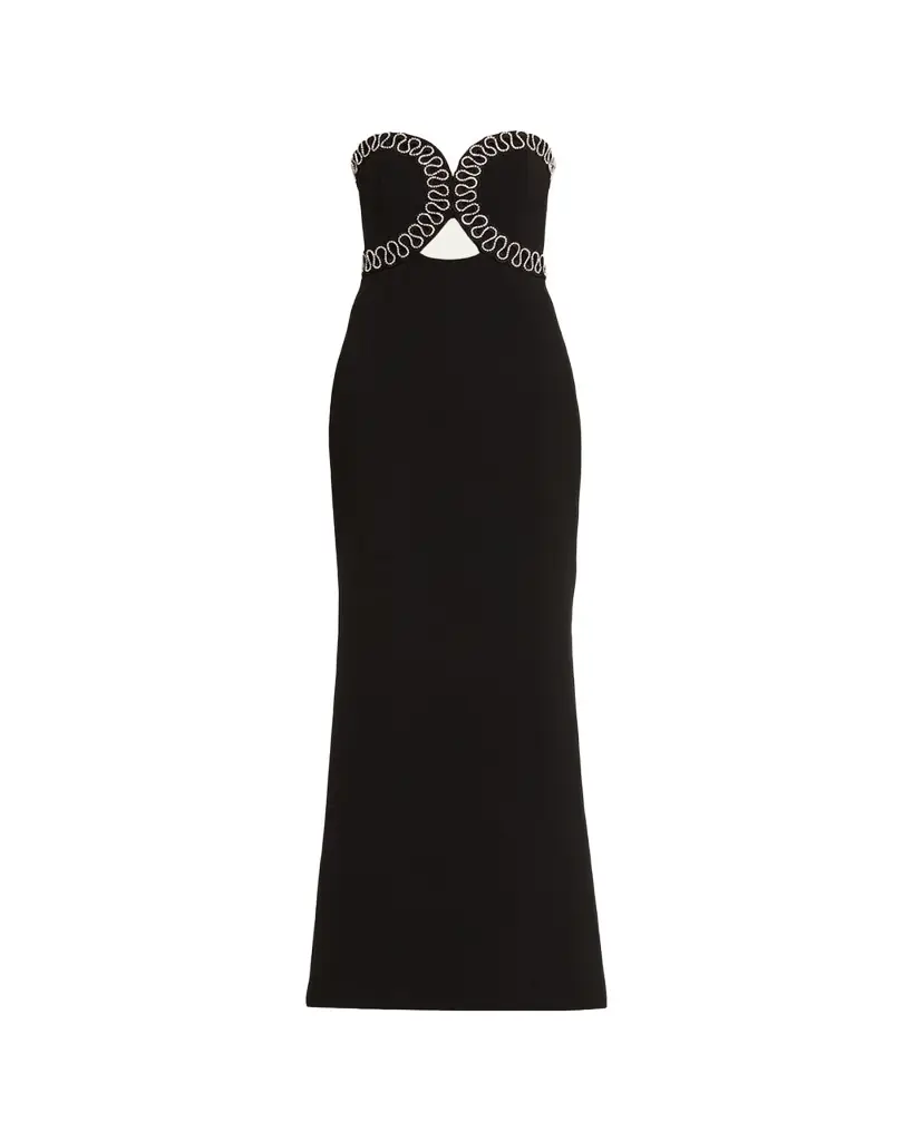 REBECCA VALLANCE Nyx Strapless Diamante-Trim Column Gown
