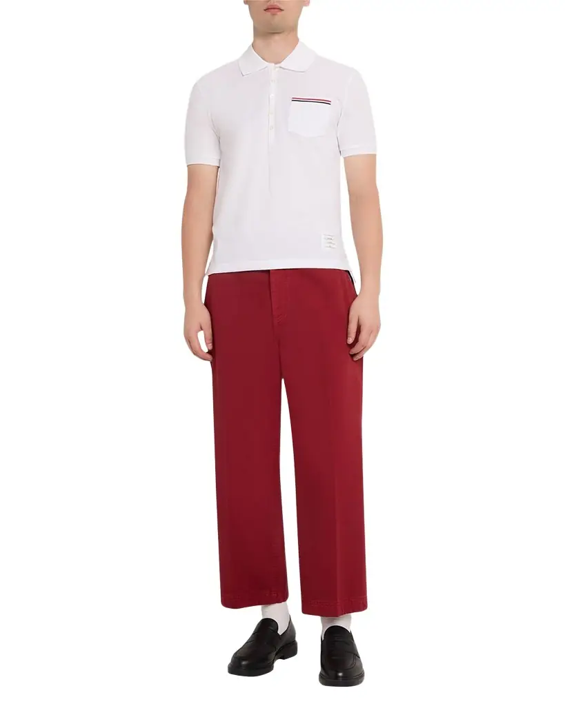 Thom Browne Heather Polo Shirt with Striped Pocket