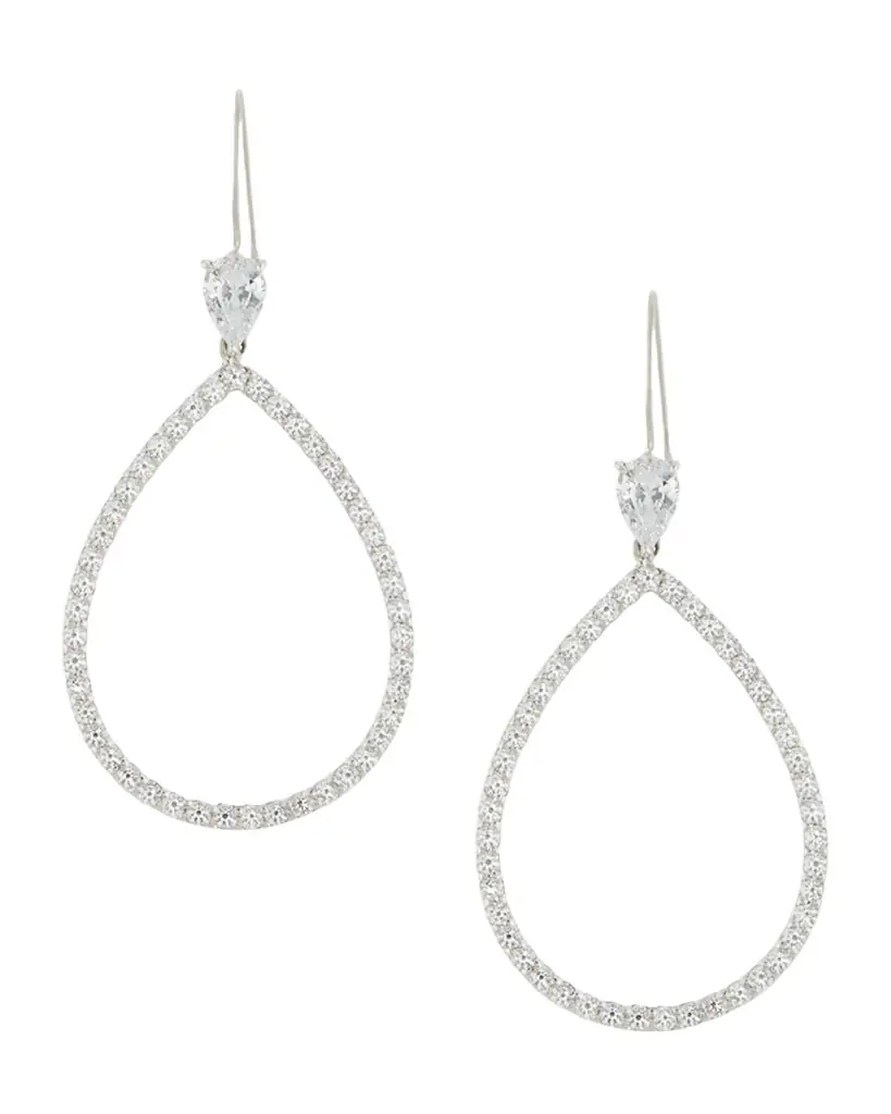 Fantasia by DeSerio Open CZ Crystal Teardrop Earrings