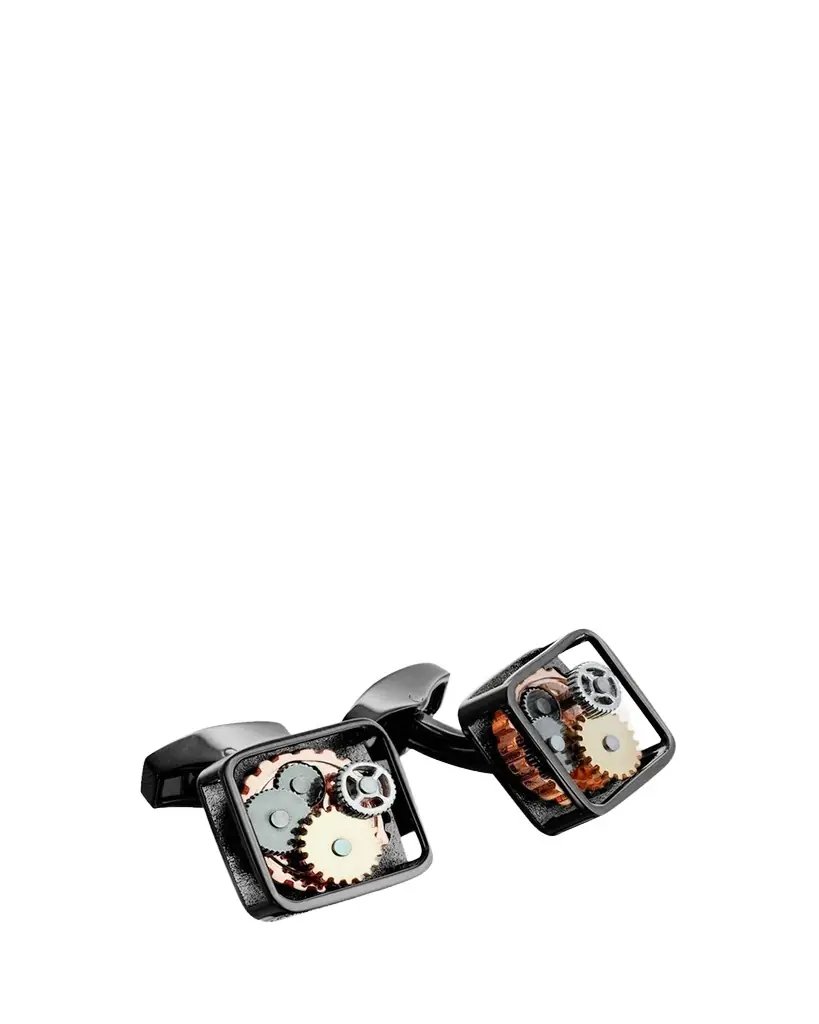 Tateossian Gunmetal Gear Cuff Links, Silvertone