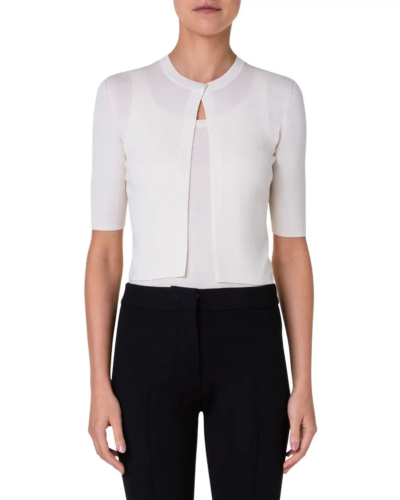 Akris punto Half-Sleeve Short Cardigan