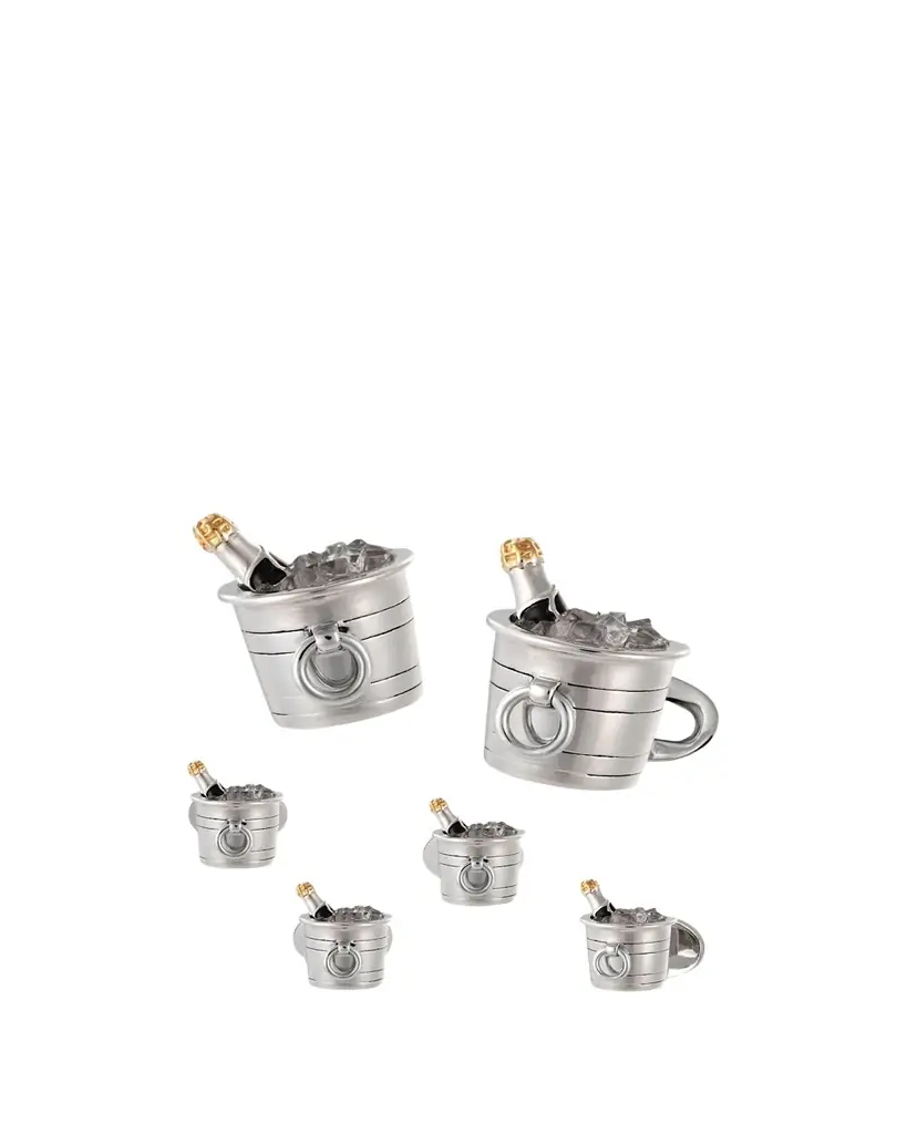 Jan Leslie Men's Champagne Bucket Cufflink Stud Set