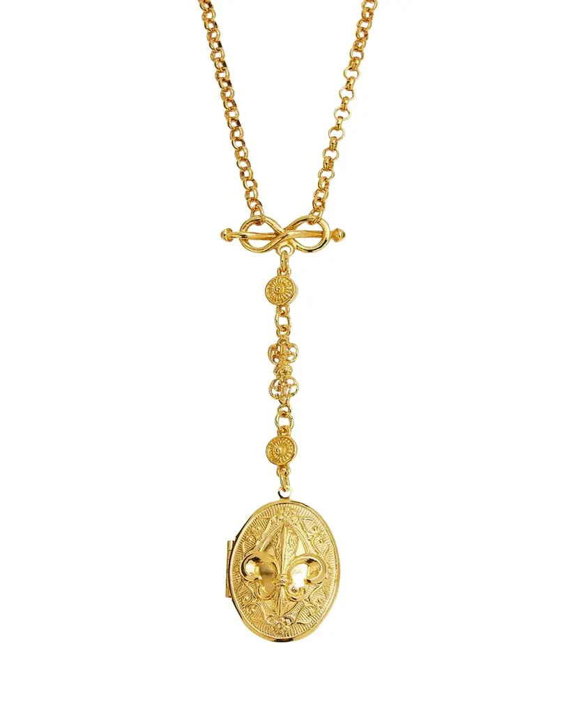 Ben-Amun 24k Gold Electroplated Fleur-De-Lis Long Necklace