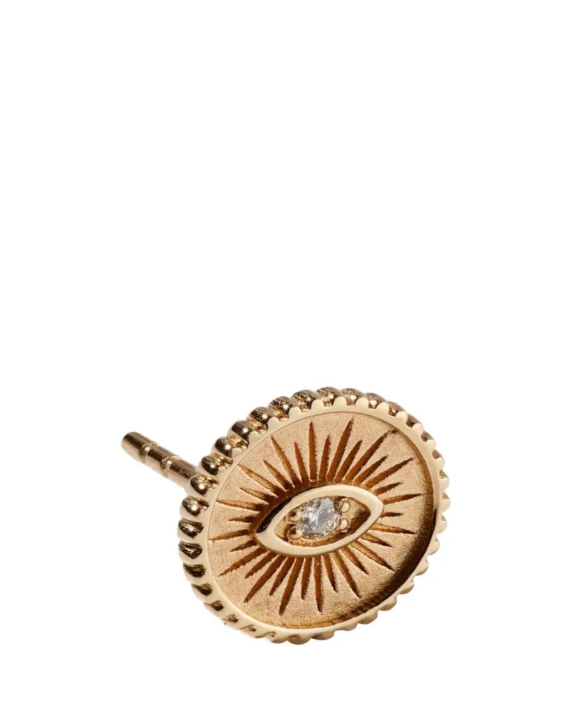 Sydney Evan 14k Diamond Evil Eye Coin Stud Earring, Single