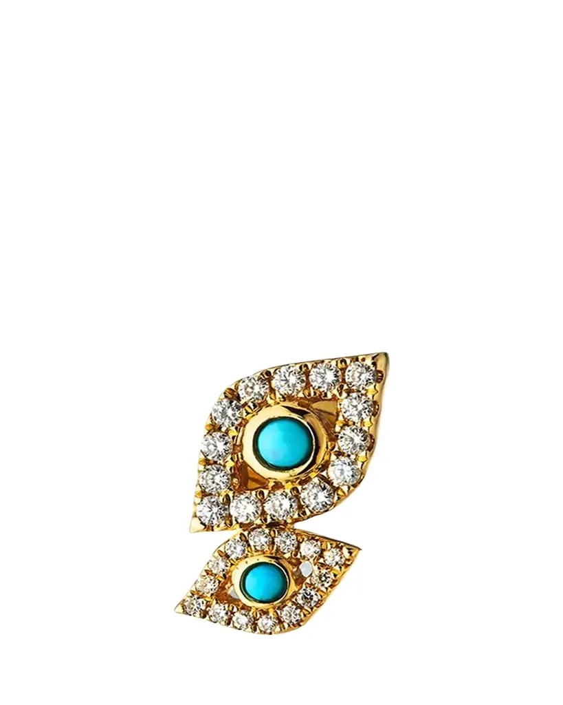 Sydney Evan 14k Gold Double Evil Eye Stud Earring (Single)