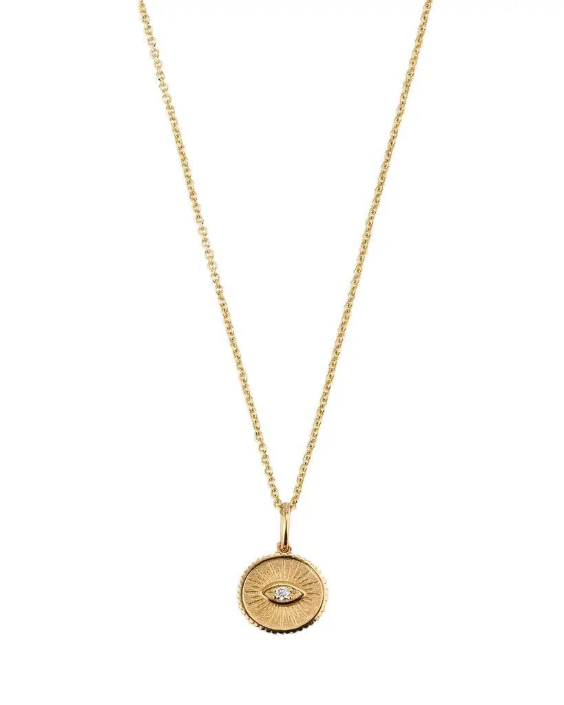 Sydney Evan 14k Diamond Evil Eye Coin Necklace