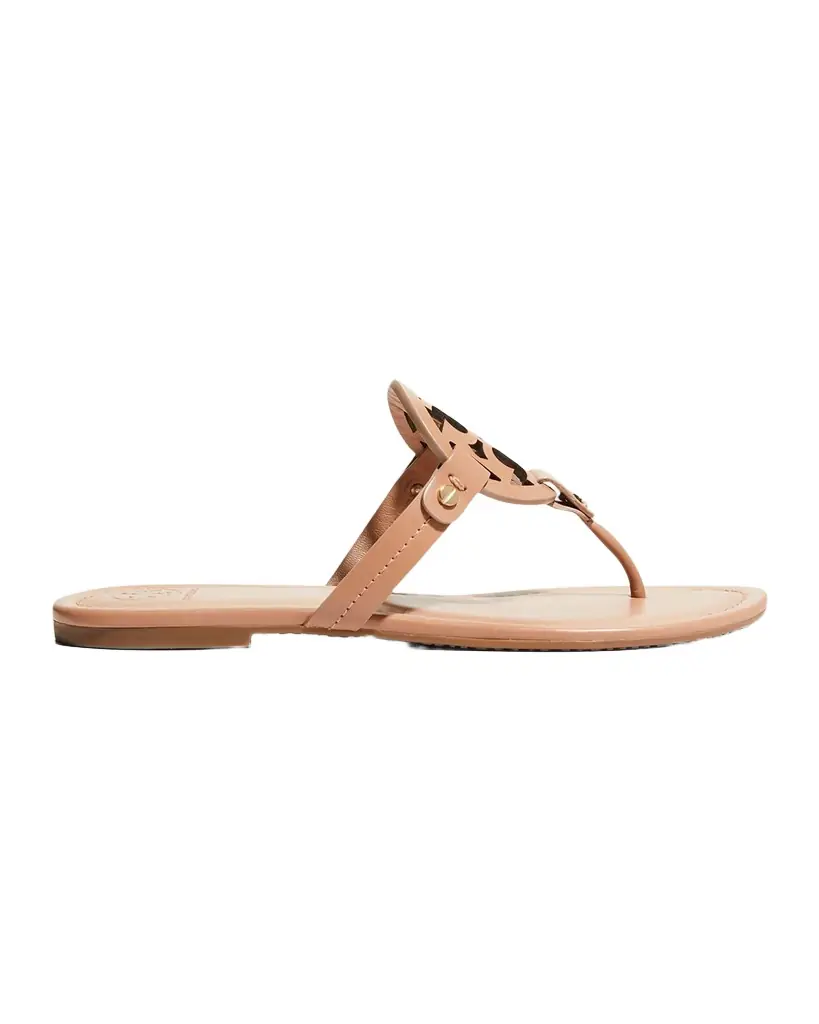 Tory Burch Miller Leather Logo Thong Sandals