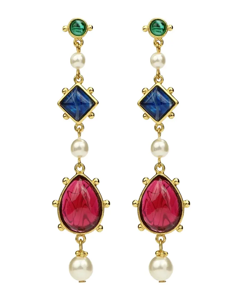 Ben-Amun Glass Multi-Drop Earrings