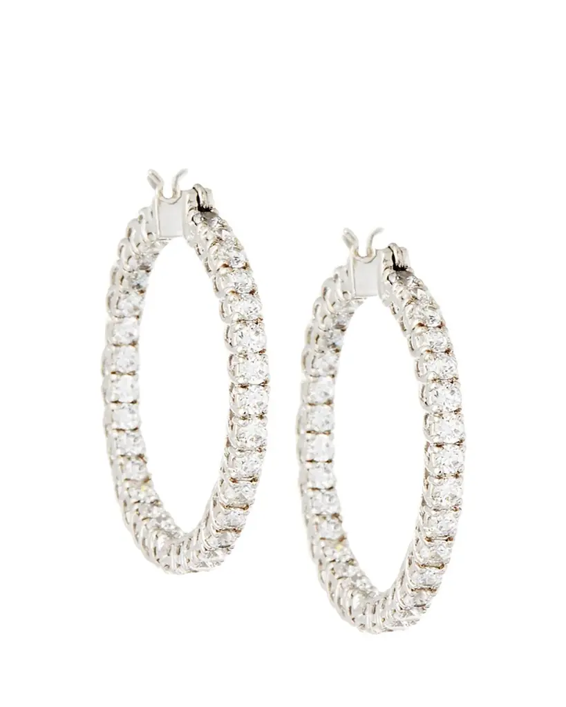 Fantasia by DeSerio Large Cubic Zirconia Hoop Earrings, 3.2 TCW