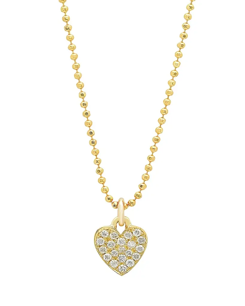 Jennifer Meyer 18k Gold Diamond Heart Pendant Necklace on 14k Chain