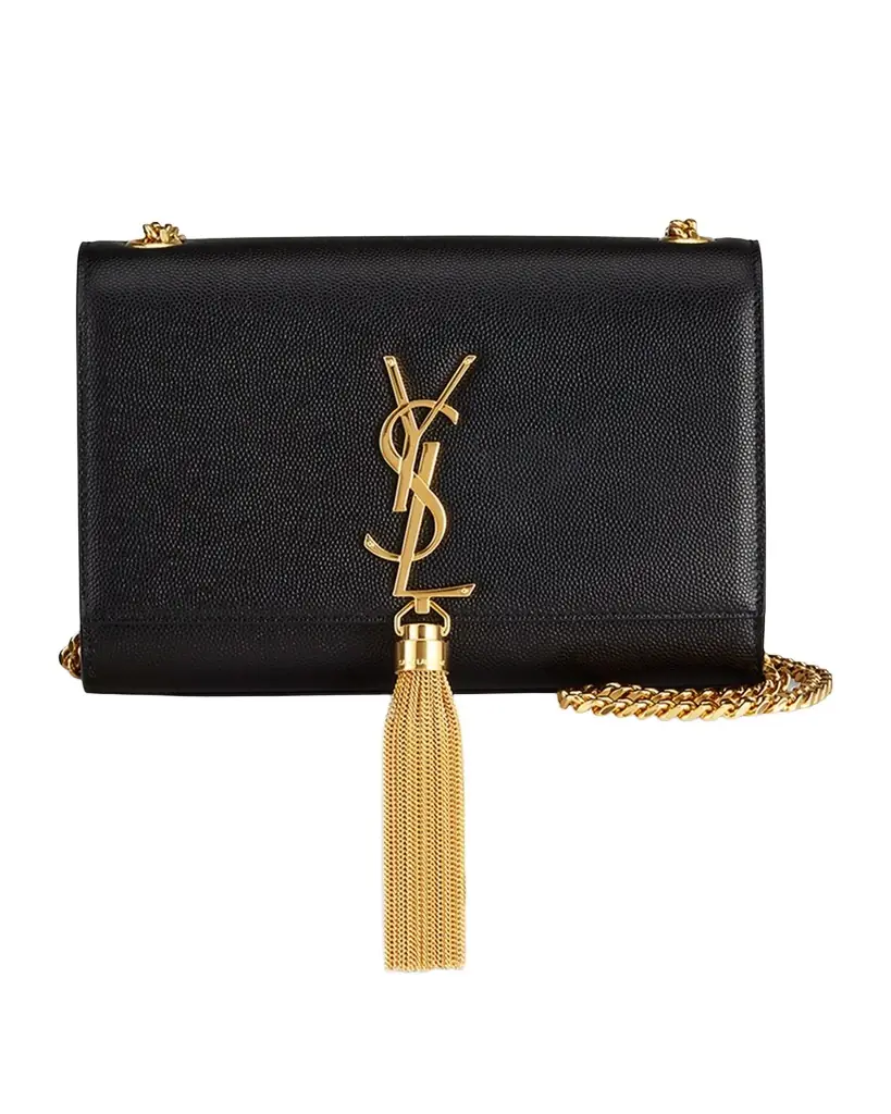 Saint Laurent Kate Small Tassel YSL Wallet on Chain in Grained Leather