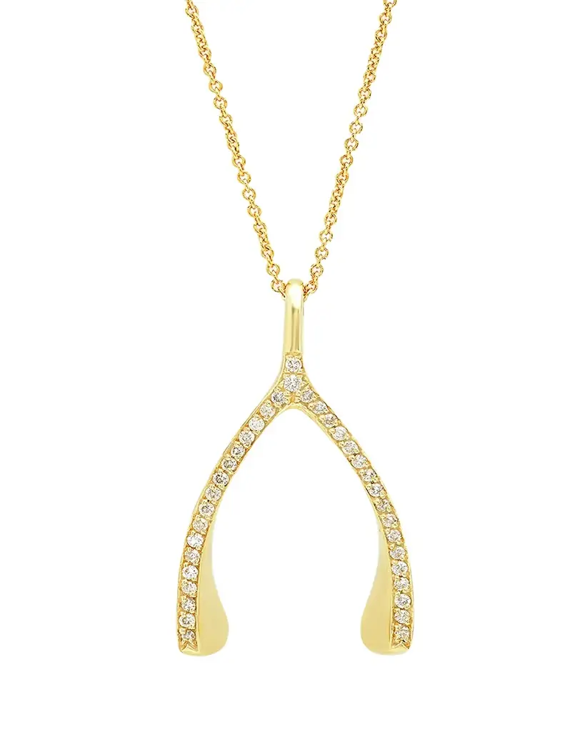 Jennifer Meyer 18k Yellow Gold Diamond Wishbone Necklace
