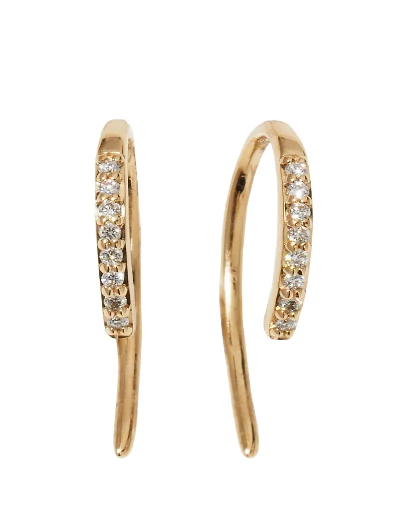 Lana 14K Gold Diamond Mini Hooked Earrings
