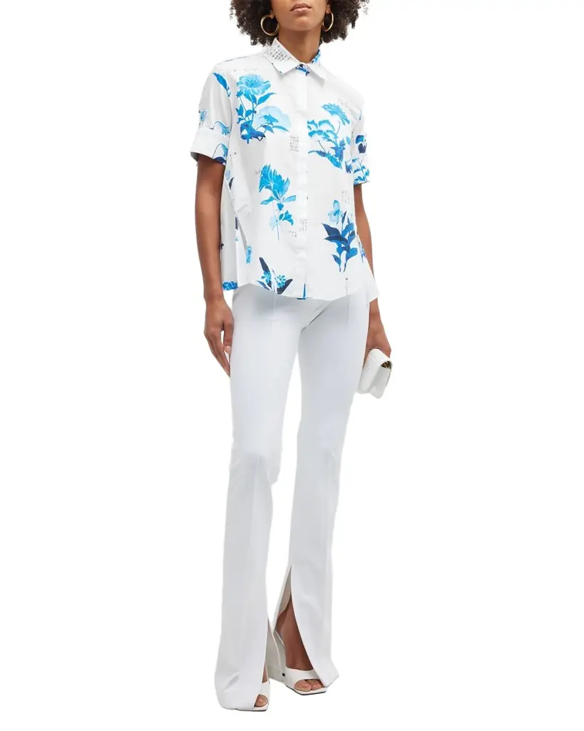 Adam Lippes Neoprene Slit-Cuff Flare Pants