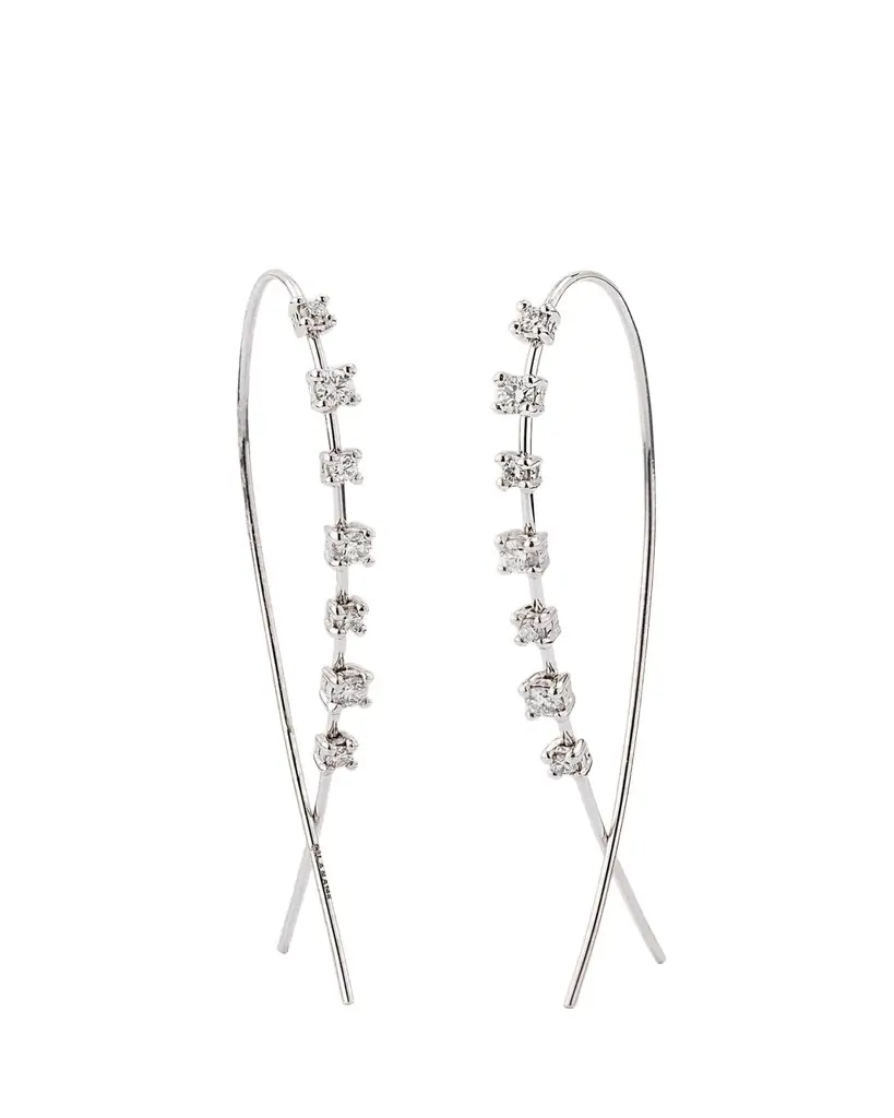Lana 14K Gold Solo Mini Narrow Upside Down Hoop Earrings with Diamonds, 41mm