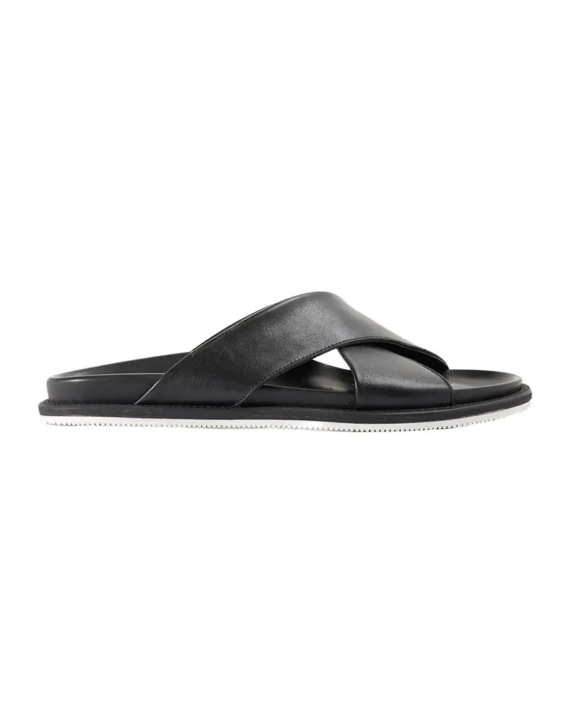Paul Stuart Men 's Punta Crisscross Leather Slide Sandals