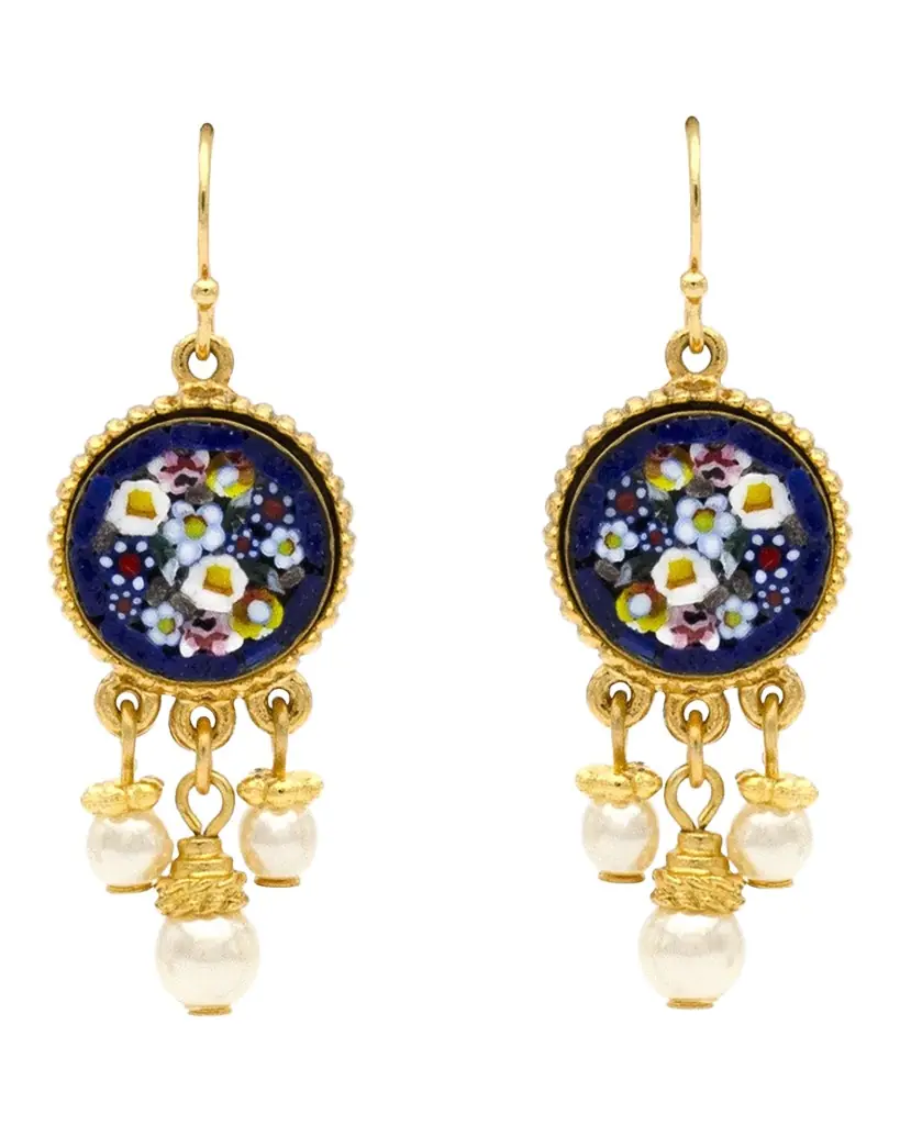 Ben-Amun 24k Gold-Plated Triple Pearl Pendant Earrings