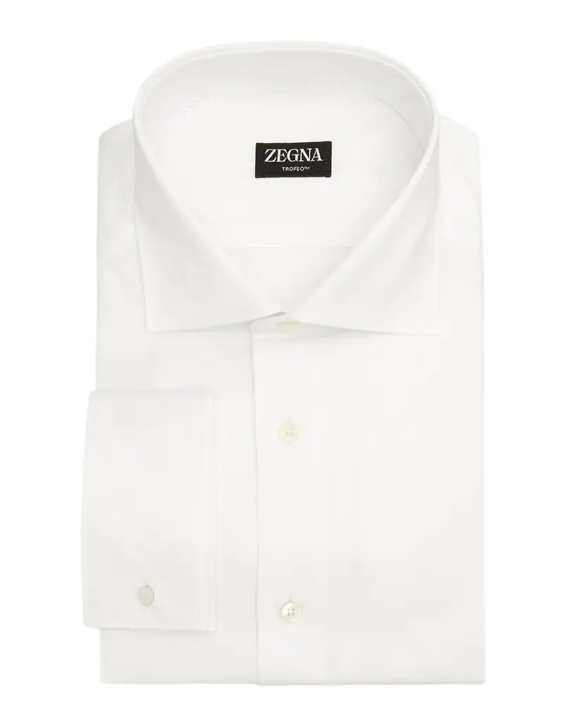 ZEGNA Men 's Trofeo Cotton Dress Shirt w/ French Cuffs