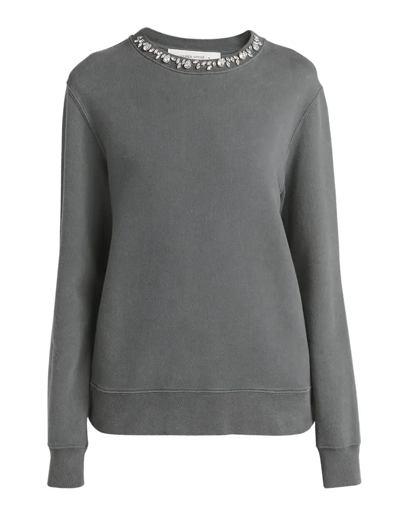 Golden Goose Distressed Crystal-Embellished Crewneck Sweatshirt