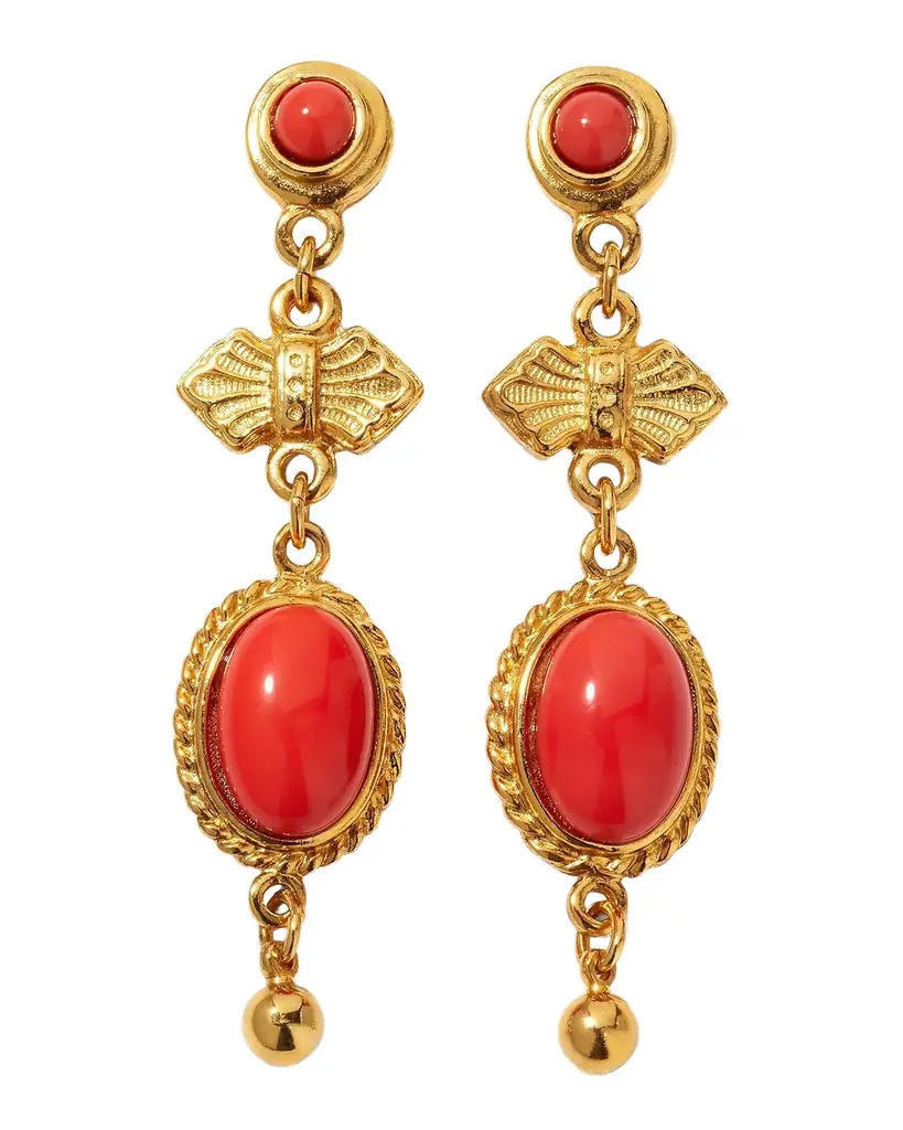 Ben-Amun Red Oval Drop Earrings