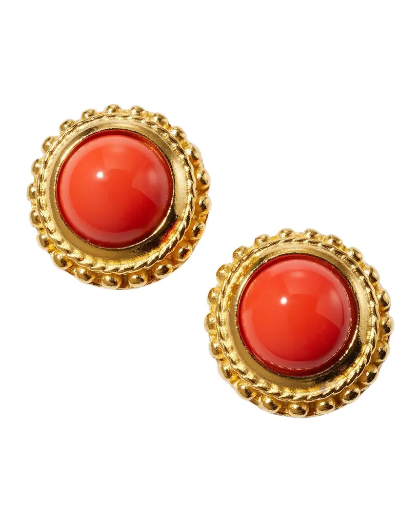 Ben-Amun Red Sphere Stud Earrings