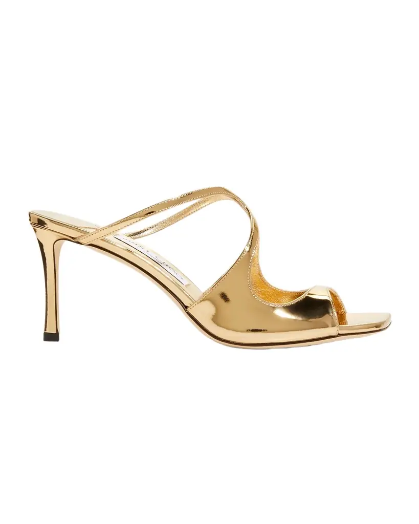 Jimmy Choo Anise Metallic Leather Slide Sandals