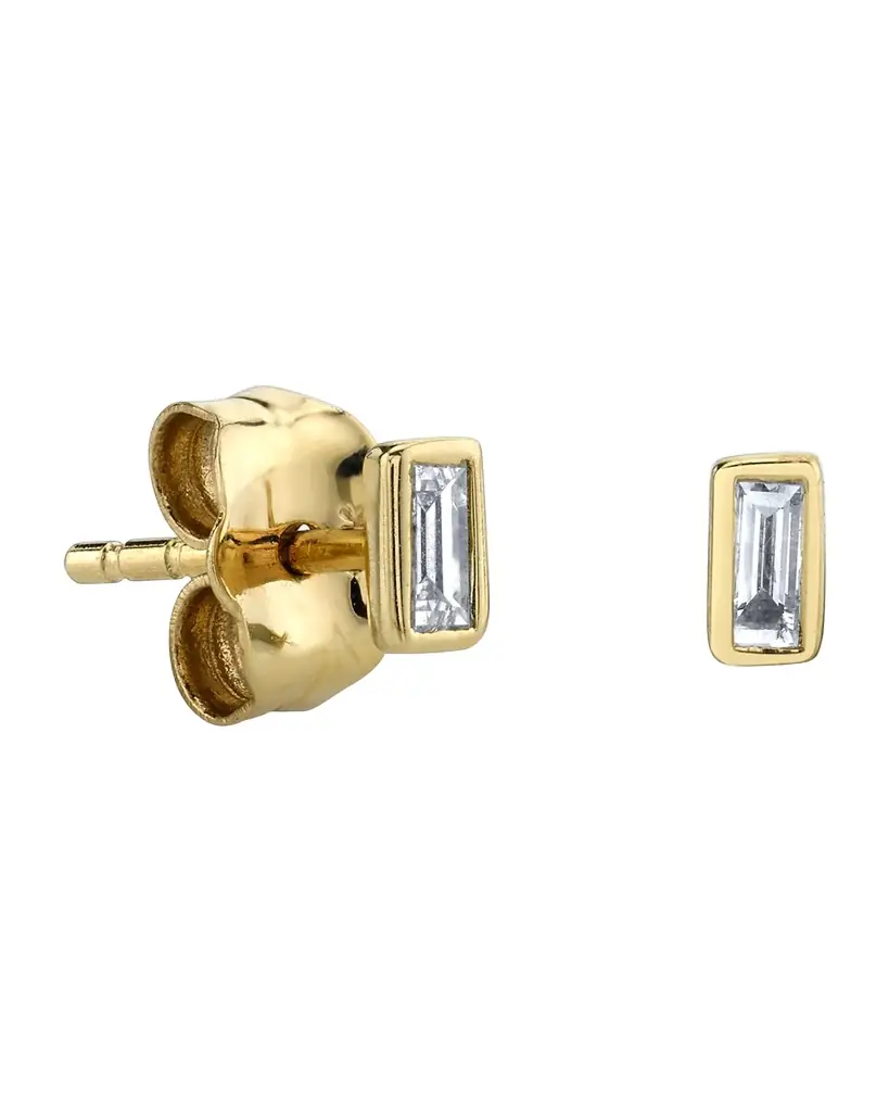 Sydney Evan 14K Gold Diamond Baguette Stud Earring, Single