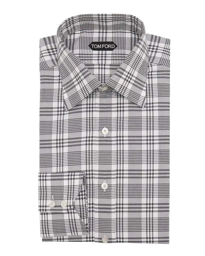 TOM FORD Men 's Slim Fit Plaid Dress Shirt