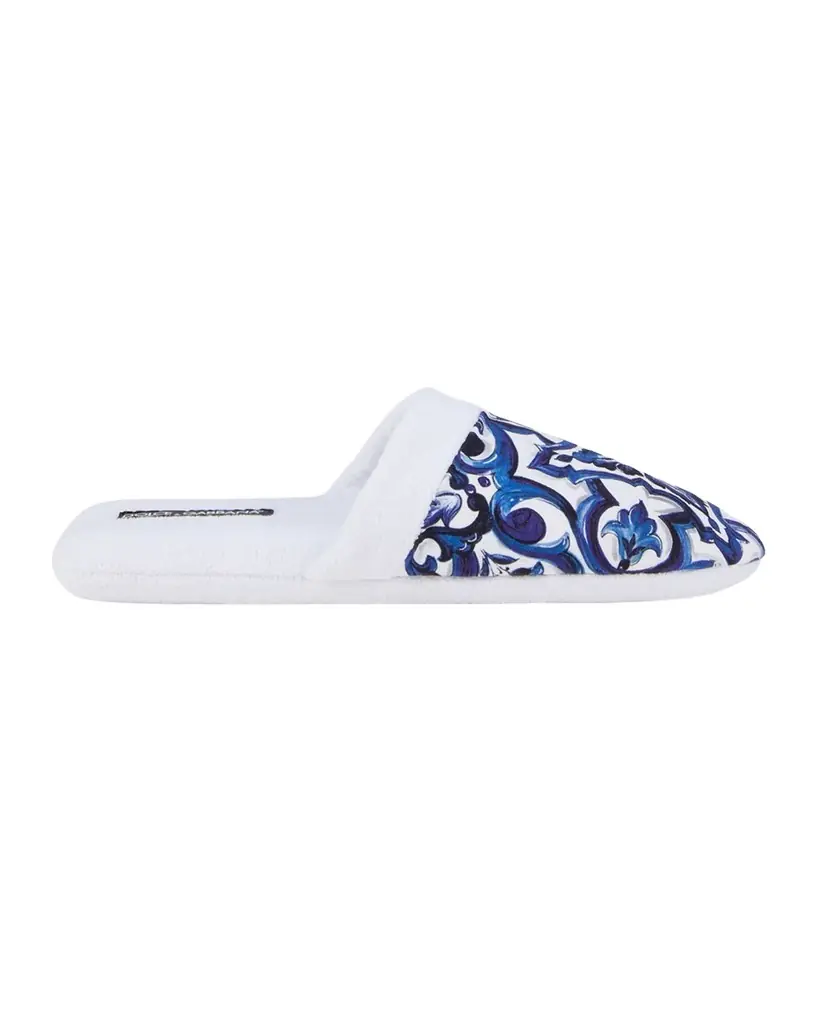 Dolce & Gabbana Men 's Majolica-Print Cotton Slippers