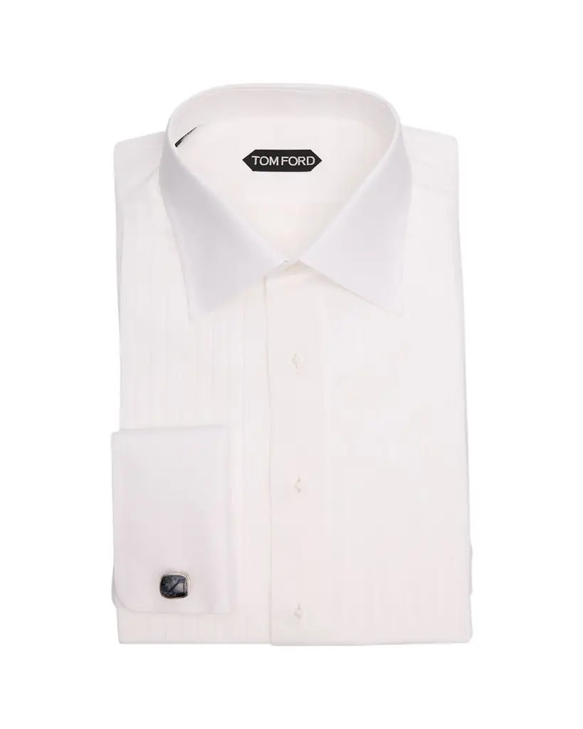 TOM FORD Men's French Cuff Pleated Dress Shirt