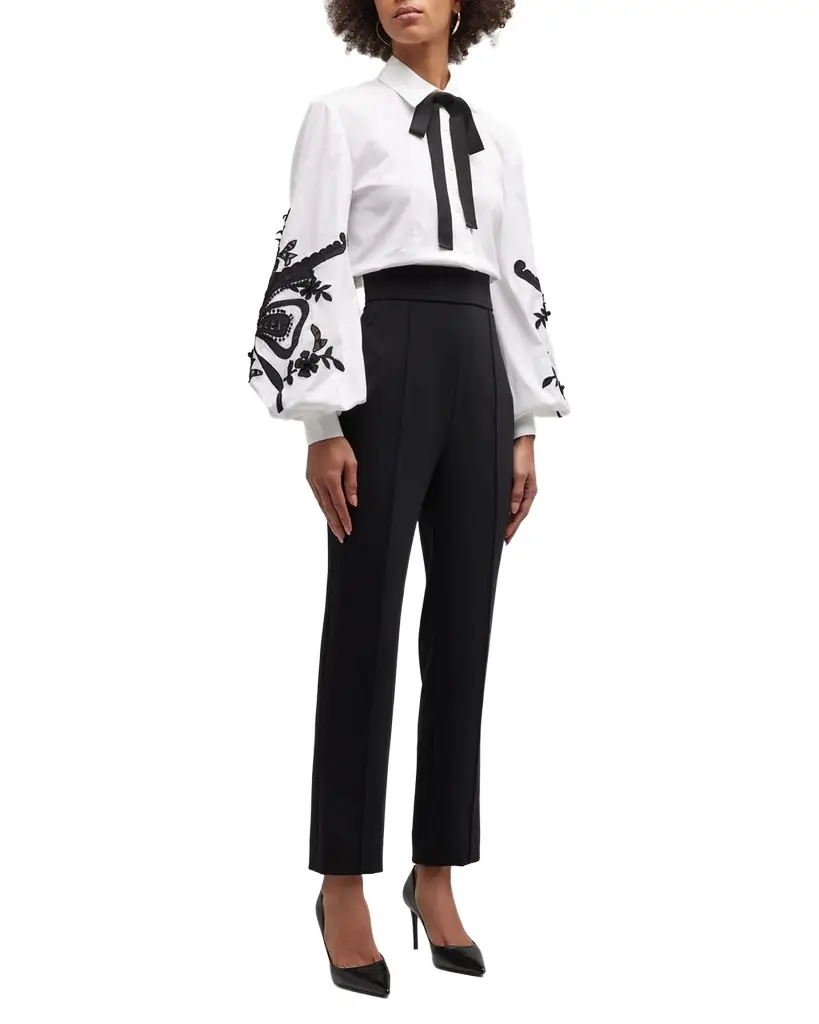 Carolina Herrera High-Rise Skinny-Leg Ankle Crepe Pants