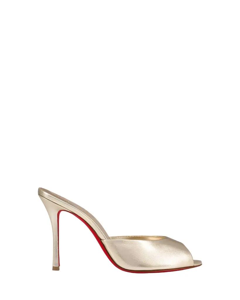 Christian Louboutin 100mm Me Dolly Metallic Slide Sandals