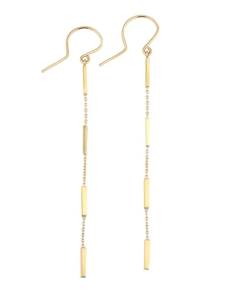 Jennifer Meyer 18k Bar By The Inch Drop Earrings