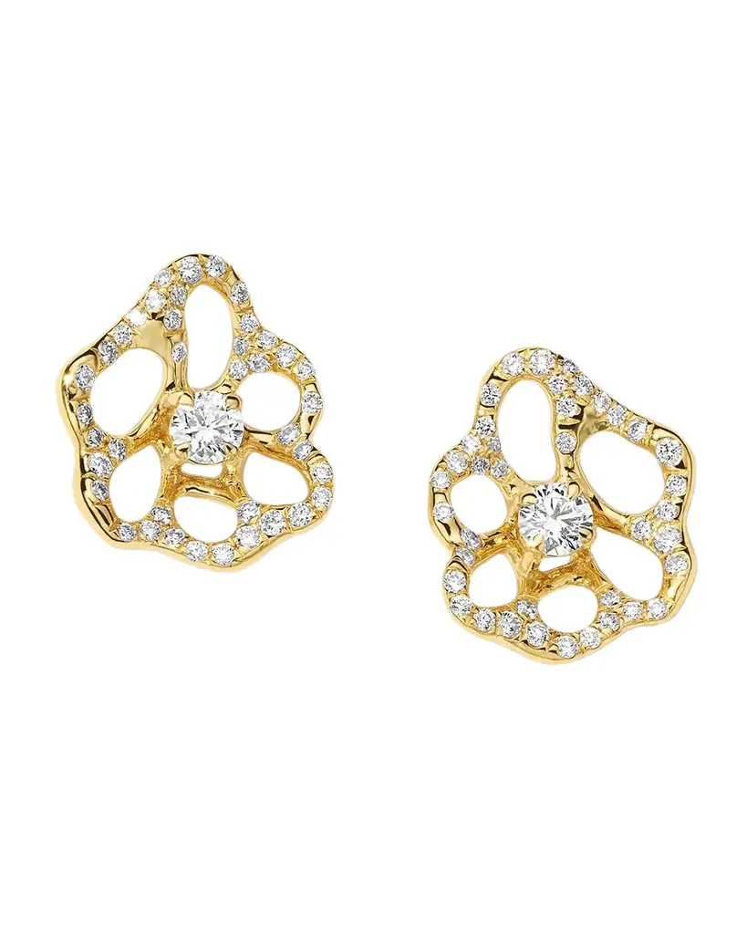 Ippolita 18K Stardust Drizzle Mini Flower Stud Earrings with Round Brilliant-Cut Diamonds