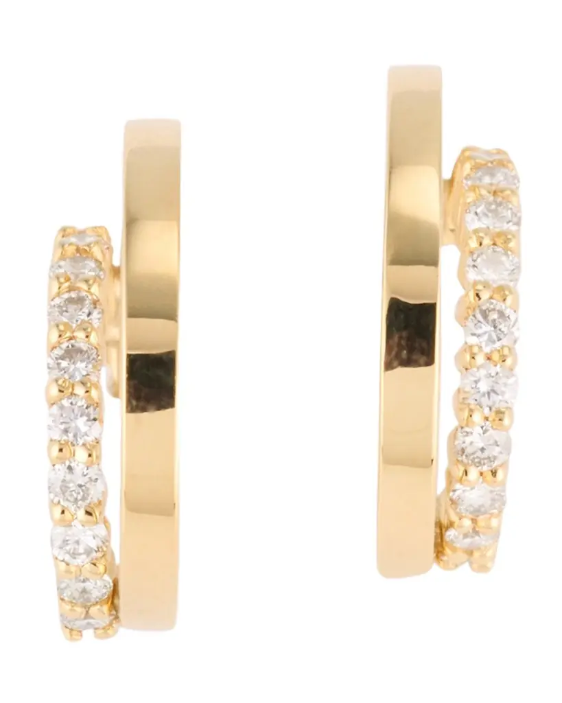 Jennifer Meyer 18k Diamond Double Mini Hoop Earrings