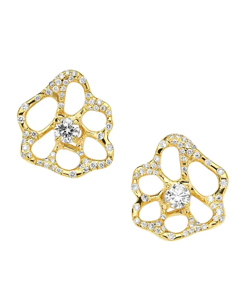 Ippolita 18K Stardust Drizzle Small Flower Stud Earrings with Round Brilliant-Cut Diamonds