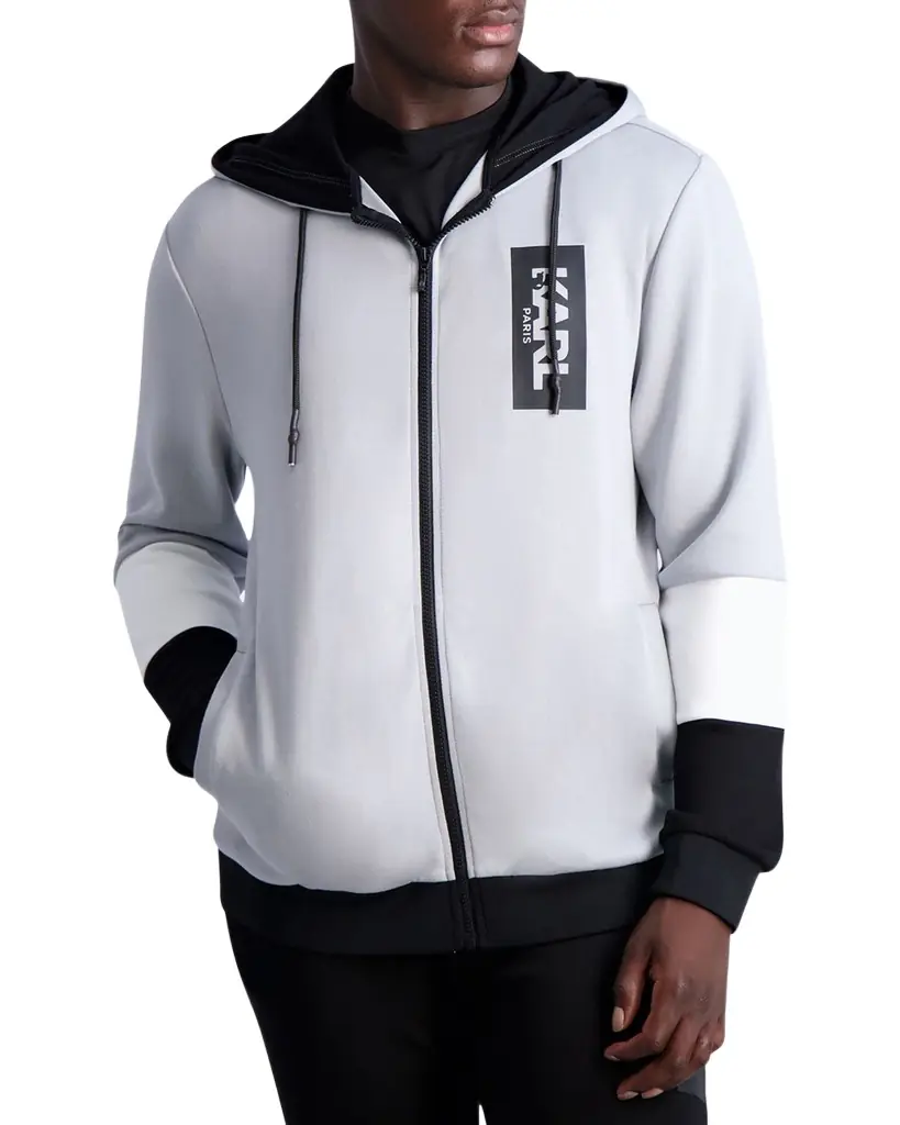 Karl Lagerfeld Paris Men 's Hooded Colorblock Track Jacket