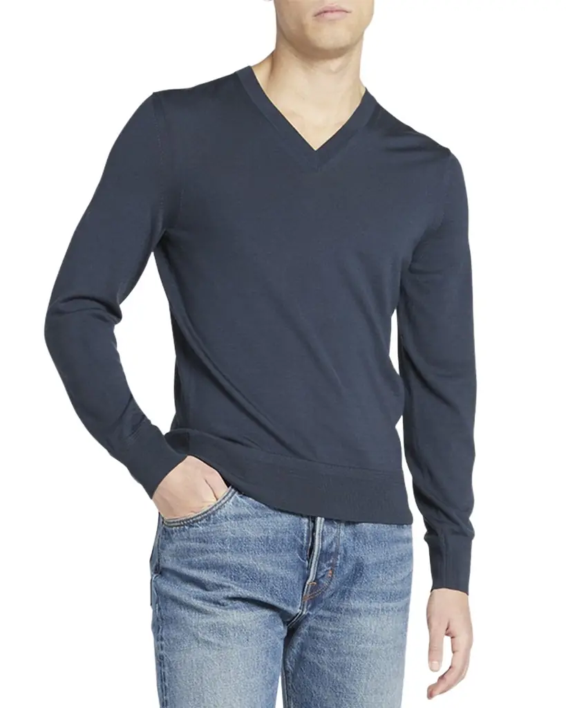 TOM FORD Men 's Merino Wool V-Neck Sweater